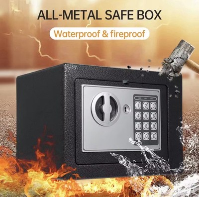Home Safes Fireproof Waterproof Box+Document Bag withKeypad 2pcs Spare Security