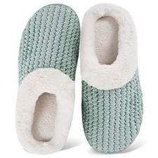 Women's Slippers Comfort Memory Foam House Slippers Plush 9.5-10.5 Green