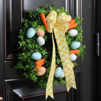 Easter Wreath 15 inch Artificial Eggs in Grass Design Colorful Front Door Wreath