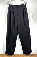 VTG Harve Benard Holtzman Women's Petite 100 Wool Pants Black Pleated Size 10