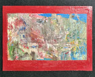 Original ACEO Abstract Cityscape Painting on Paper "Park scene" Signed 2005 — photo 1