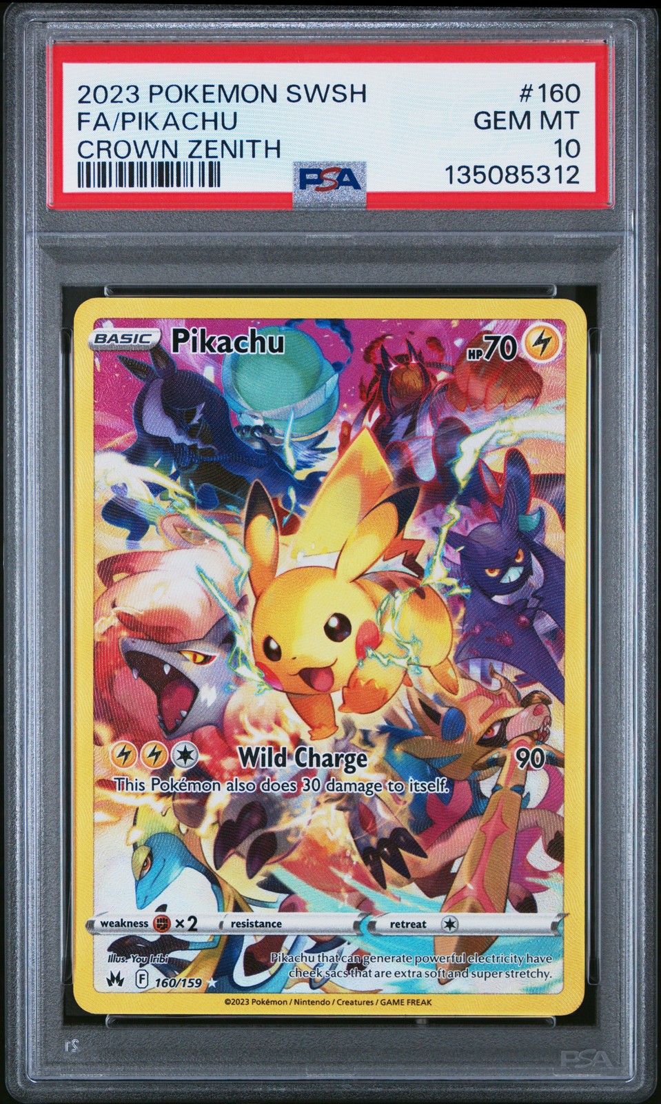 2023 POKEMON SWORD & SHIELD CROWN ZENITH #160 FULL ART/PIKACHU PSA 10
