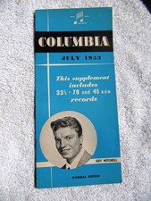 July 1953 UK COLUMBIA Supplement Guy Mitchell Record Overseas CATALOG LP 78 45