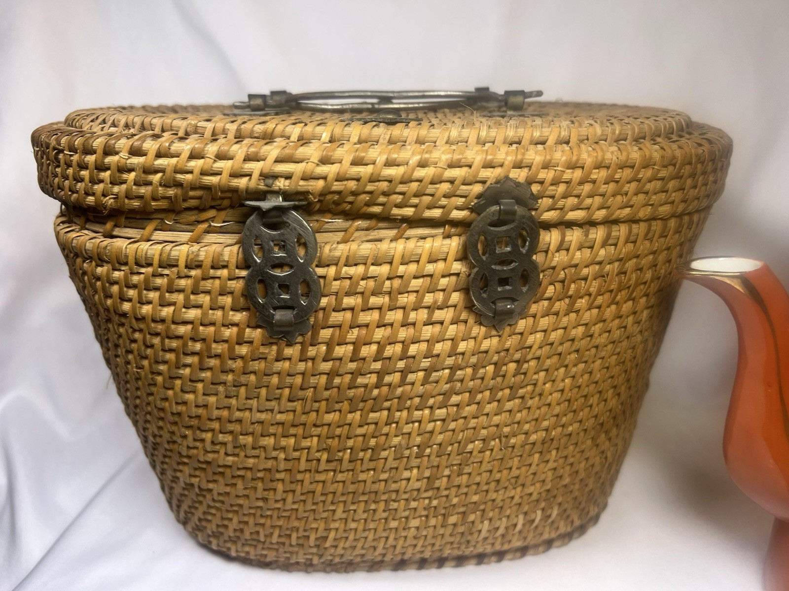 ATQ VTG Chinese Porcelain Jingdezhen Gild Crowned Crane Sand Red Glaze Tea Set