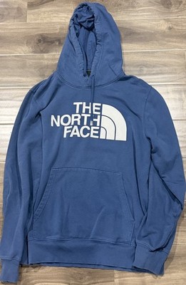 The North Face Men's Blue Pullover Fleece Hoodie Logo Graphic Pockets Size L