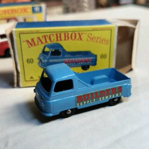 Vintage 1958 MATCHBOX LESNEY No. 60 Morris J2 Pick-Up MIB Builders Supply Co.