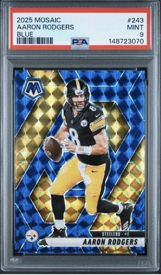 2025 Panini Mosaic Aaron Rodgers Blue Rare Variation /99 Pop 2 Rare!