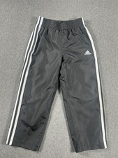 adidas Boys Size 5 Black Mesh Lined Three Stripe Windbreaker Track Pants