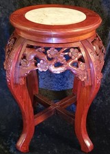 Chinese Hongmu Rosewood  Marble Top Plant Stand - Exceptional