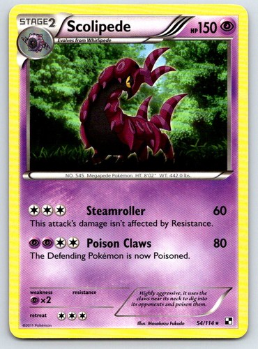 Scolipede 54/114 Rare Black & White Pokemon Heavily Played