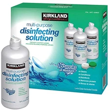 KIRKLAND SIGNATURE Multipurpose Disinfecting Solution, Clear 3 Count + Lens Case