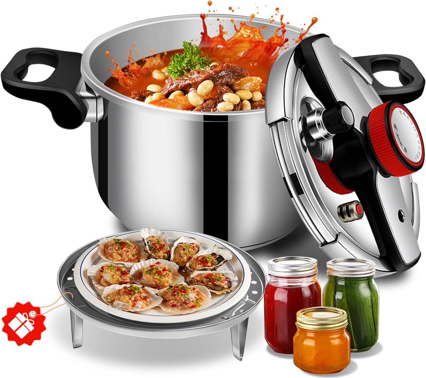 8qt Induction Gas Top With 2 Lids Steam Rack