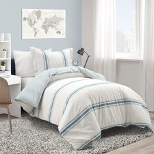 Lush Decor Farmhouse Stripe Reversible Cotton Duvet Cover Set, 2 Piece Set, Twin