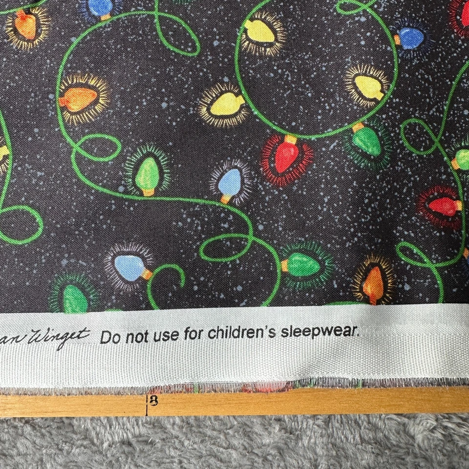Snowman Strung Lights Christmas Fabric 1 Yards Crafts Sewing Susan Winget - Image 4 of 4