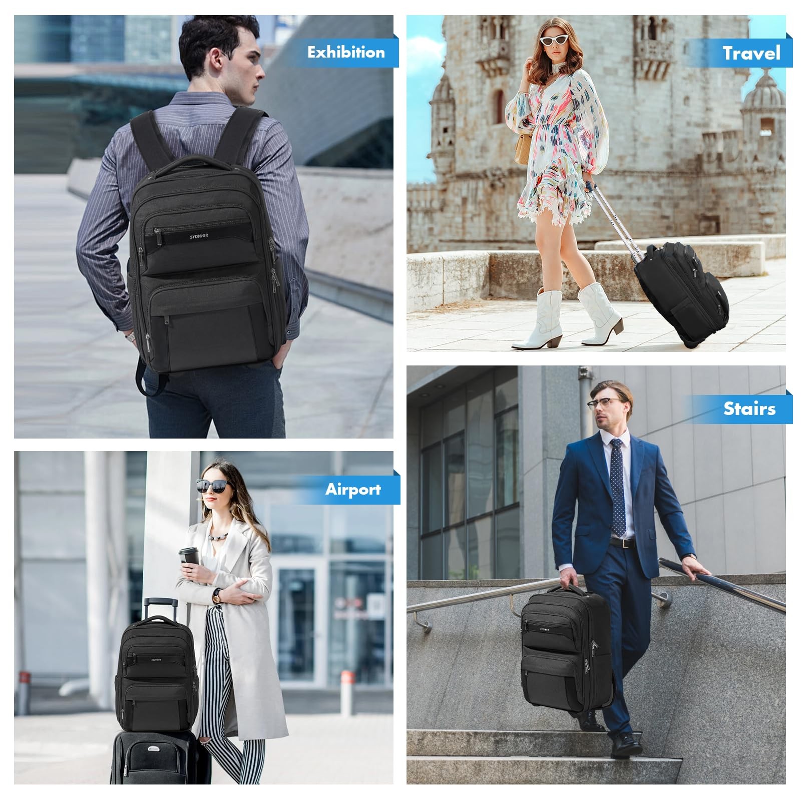 Rolling Backpack, 17.7inch Rolling Backpack With … - image 7