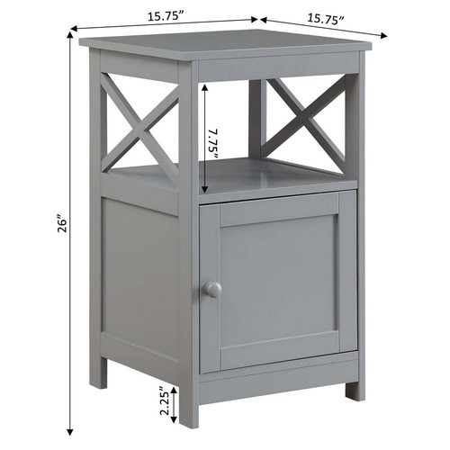 Convenience Concepts Oxford 16 in. Gray Standard Height Square Wood Top End with - Picture 5 of 6
