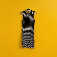 NWT  Tahari striped cotton tank dress LG black & white sundress