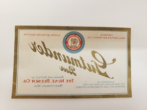 Gutmunder beer label, reverse image printer’s proof, Kunz Bleser, Manitowoc WI