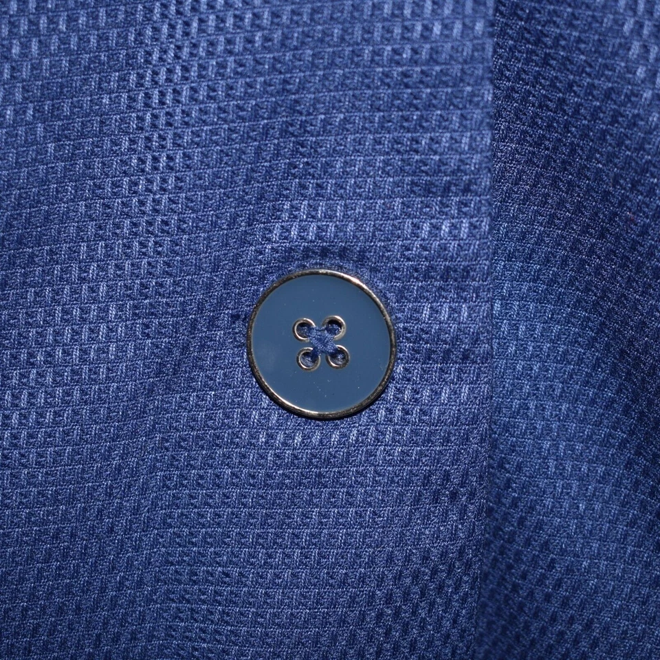 DIALOGUE NEW $97 Puff Shoulder Textured Button-Up Jacket in Blue Large - Image 3 of 4