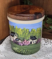 robinson ransbottom roseville ohio stoneware canister (25102) hand painted