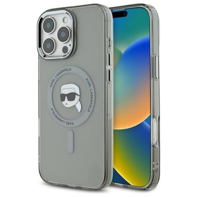 Karl Lagerfeld IML Metal Karl Head MagSafe Hülle für iPhone 16 Pro 6.3 Schwarz