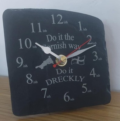 Do it Cornish Dreckly Schieferuhr freistehende Kaminuhr Desktop Kaminuhr