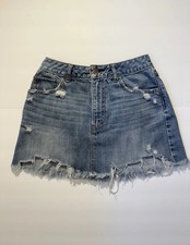 Abercrombie Fitch Denim Mini Skirt Distressed Blue Jean Women Size 2