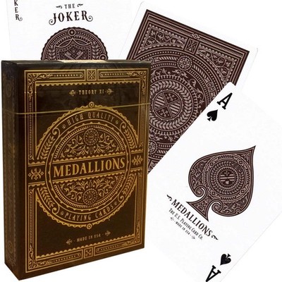 Medaillons Theory 11 Spielkarten Deck Brown Gold Magische Tricks Versiegelt USA