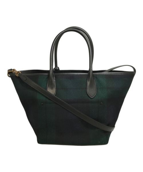 Ralph Lauren Black Watch Tote Bag Green Navy Women's Canvas Near Mint thumbnail 2