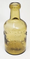 Antique Amber Glass Bottle A.J. Wintle & Sons Bill Mills Ross J Turner Dewsbury