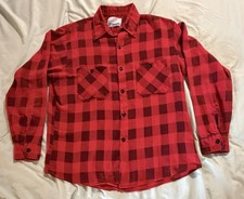 Vintage Sears Work Leisure Flannel Shirt Perma Prest 70s Large 16-16 1/2