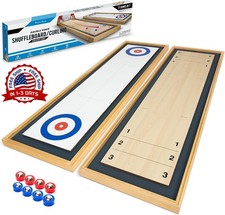 Juego de mesa 2 en 1 de tejo y curling, incluye 8 rodillos, 45"L x 13"W NUEVO US