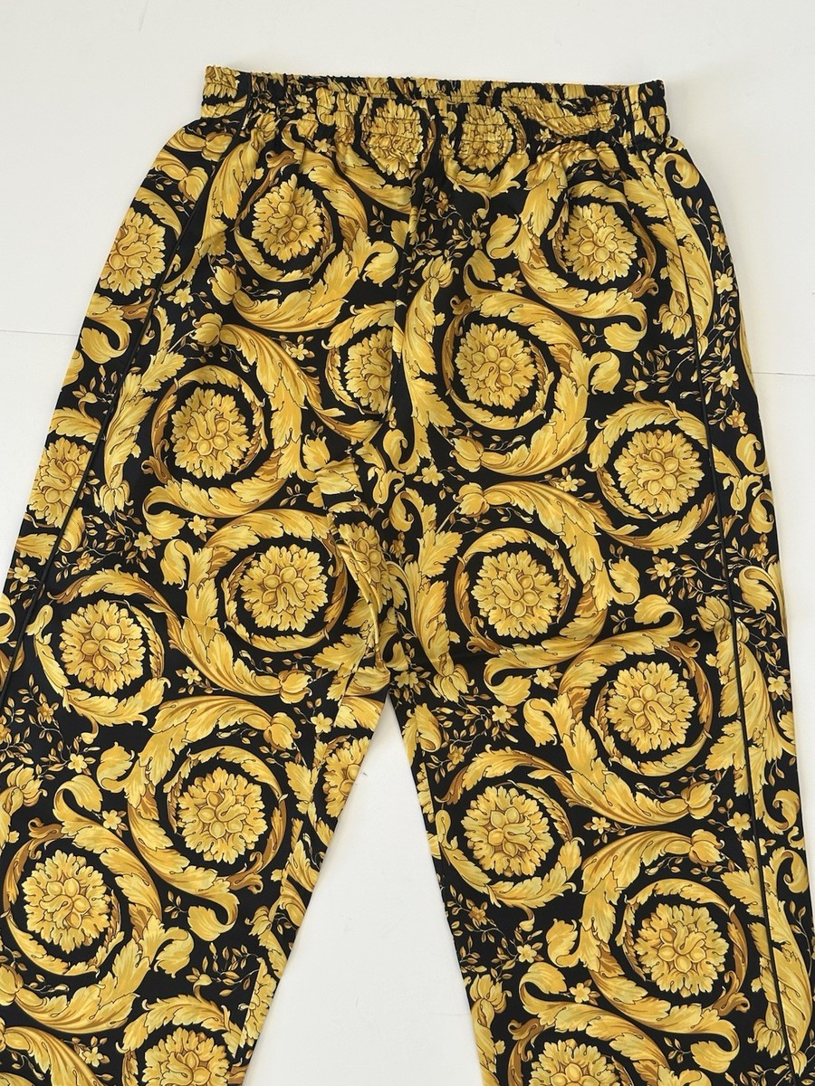 Versace Baroque Print Silk Pajama Pants Black/Gold 4 US 1005409