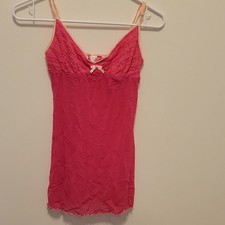 Victoria's Secret Pink Lace Mesh Full Slip Adjustable Straps Bow Accent S