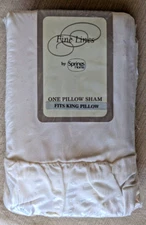 VTG King Size Ruffled Pillow Sham - Fine Lines / Springs Home - Ivory - Made USA