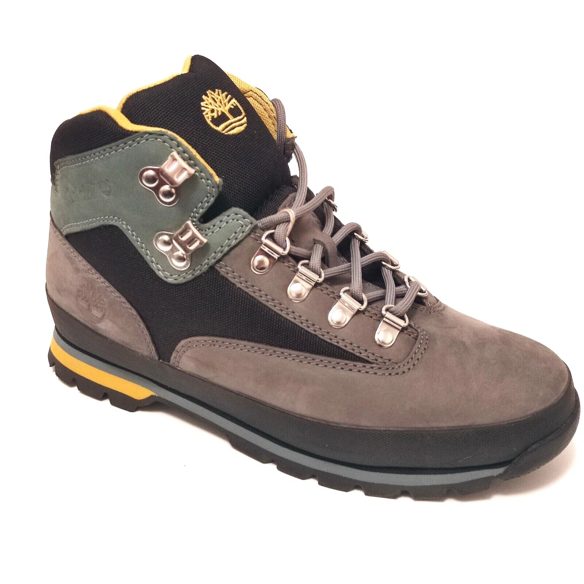 Timberland Euro Hiker Mens Mid Hiker Boots UK Size 9 to 11.5 Grey Black Nubuck