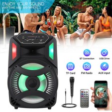 12" Portable Bluetooth PA Party Speaker Subwoof System w/LED Light USB/FM/TF/AUX