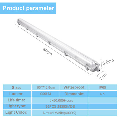IEGLED LED Feuchtraumleuchte 60CM Deckenleuchte Röhre, 20W 2200LM Led