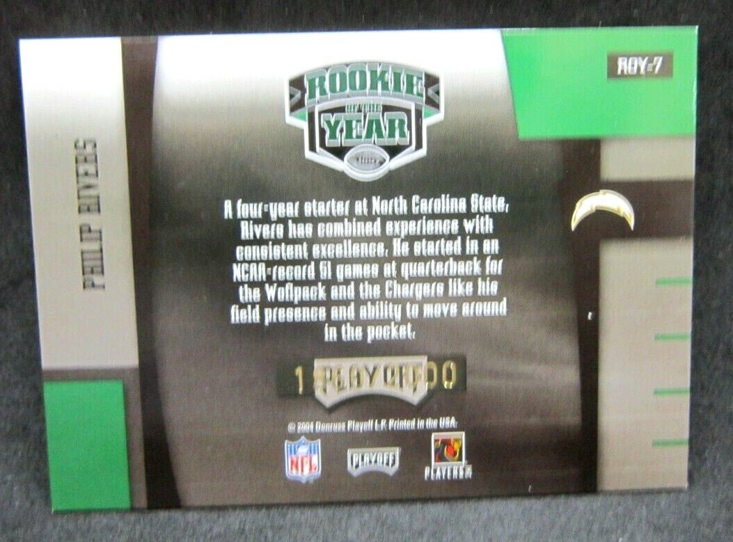 Philip Rivers RC 2004 Playoff Contenders ROY Rookie#1860/2000