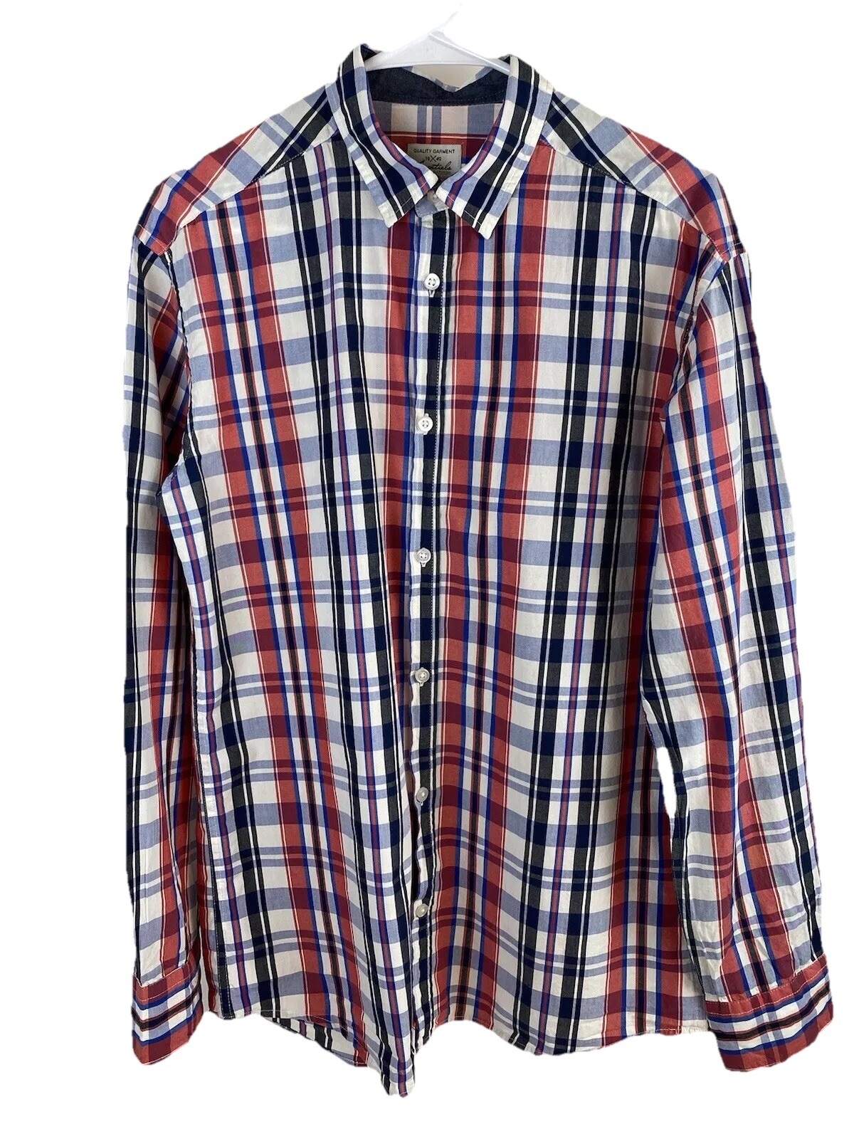 1949 Essentials by Tchibo men's plaid long sleeve button down shirt size 16 - 36