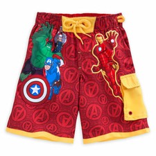 Marvel Avengers Iron Man Hulk Swim Trunks Shorts Boy Size 5/6 7/8