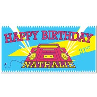 Retro Boombox 80s Birthday Banner Personalized Party Backdrop Retro Boombox 80s Birthday Banner Personalized Party Backdrop