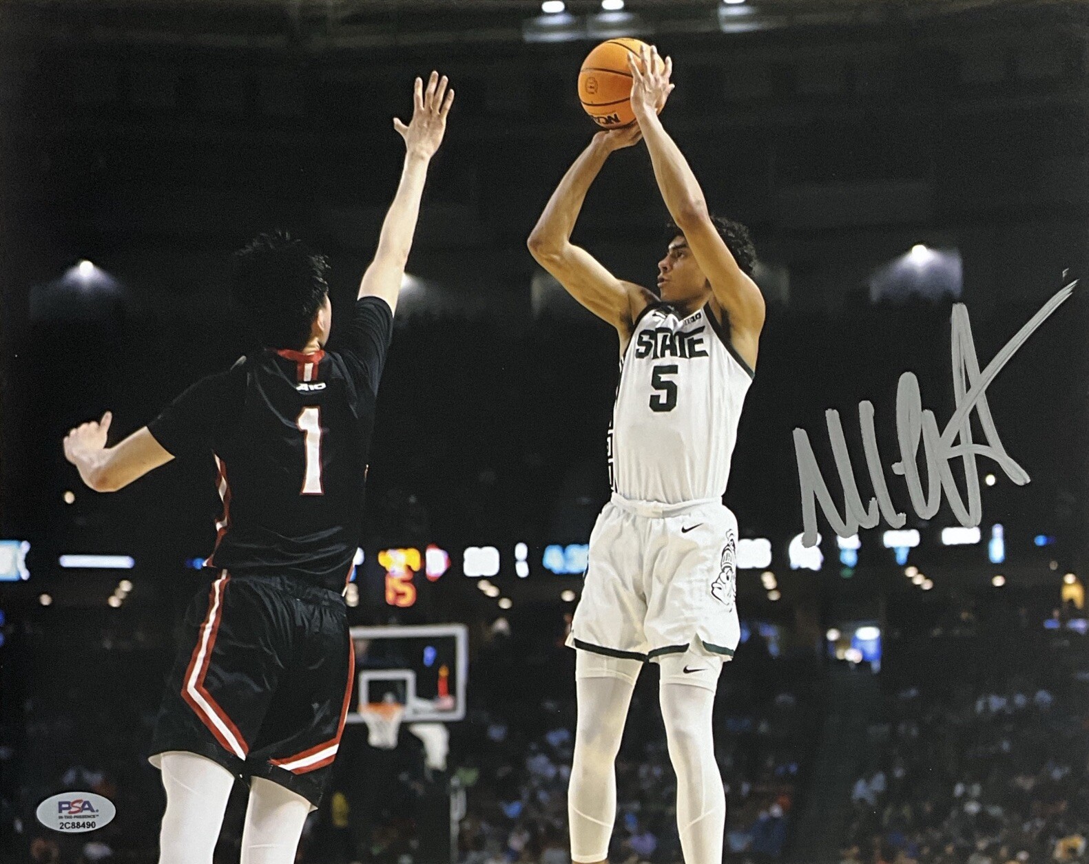 MAX CHRISTIE Autographed Signed Los Angeles Lakers 11X14 MICHIGAN STATE SHOOTING PHOTO PSA 