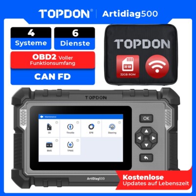 TOPDON ArtiDiag500 2.0 KFZ OBD2 Diagnosegerät EPB SAS Öl Gratis-Update Deutsch