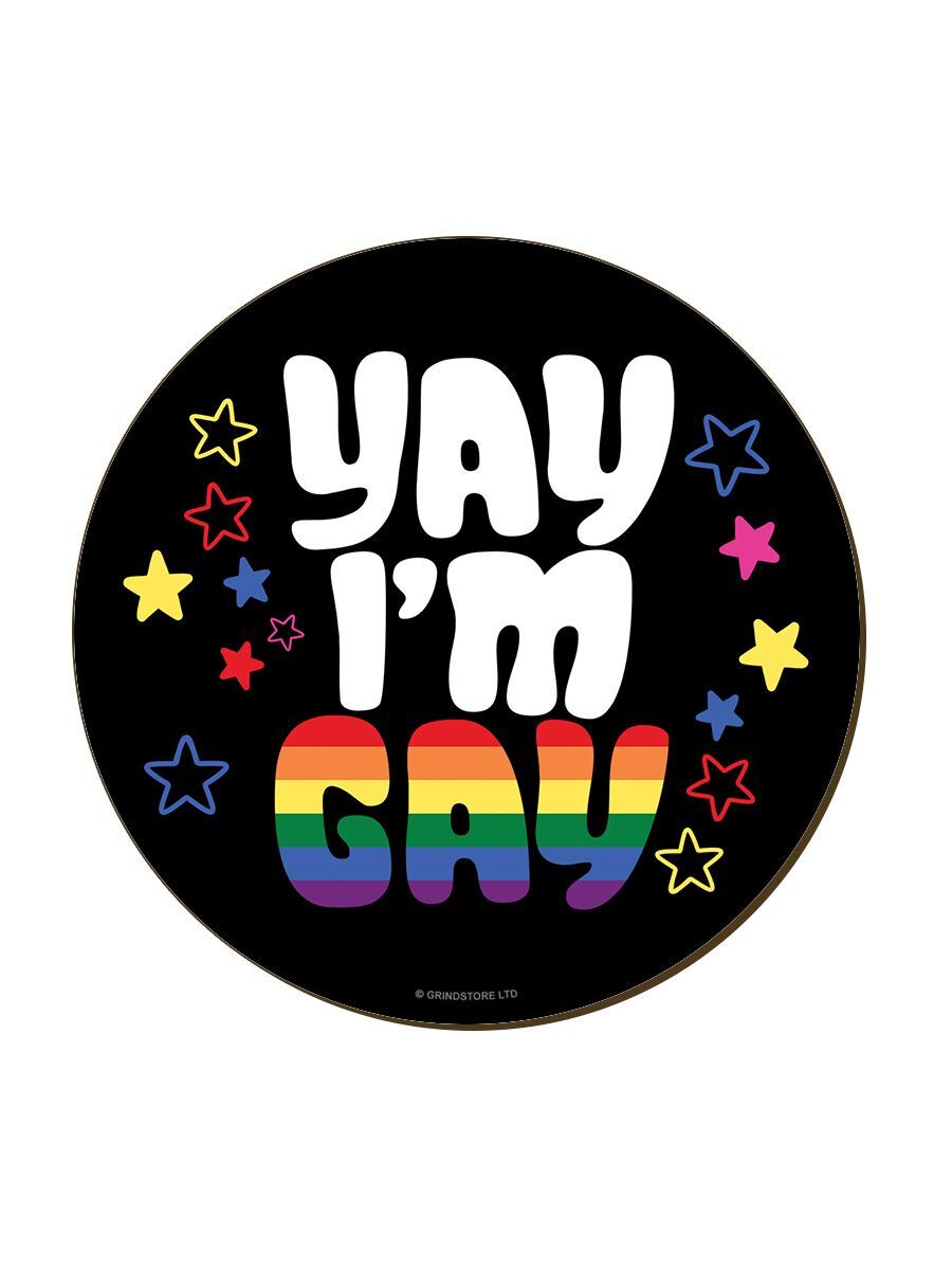 Coaster Yay I'm Gay Black 9.2x9.2cm