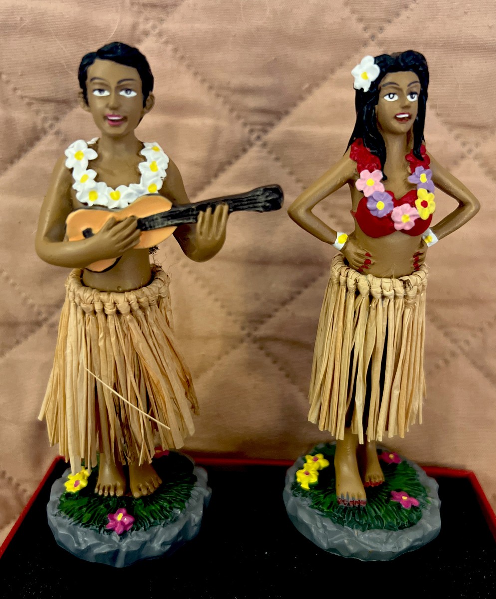 Aloha Hula Girl & Guy with Ukulele Dashboard Dancer Bobble Hawaii