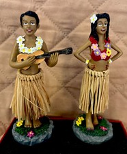 Aloha Hula Girl  Guy with Ukulele Dashboard Dancer Bobble Hawaii Tiki Dolls