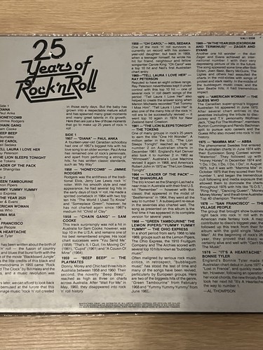 25 Years Of Rock ‘N’ Roll - Various Artists 12” 1980 LP Vinyl Record Aust Press - Picture 2 of 4