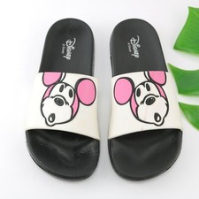 Disney Womens Mickey Mouse Sandal Size 5 Black Pink Rubber Slide Flip Flop Shoe