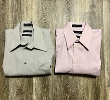 Set of 2 Claiborne Mens button down L/S shirt sz: 16.5; 32/33; Large